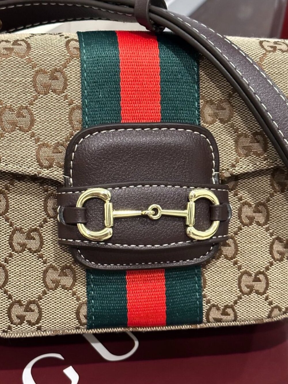GUCCI Horsebit 1955 Canvas Saddle Bag Shoulder Bag - Picture 7 of 9